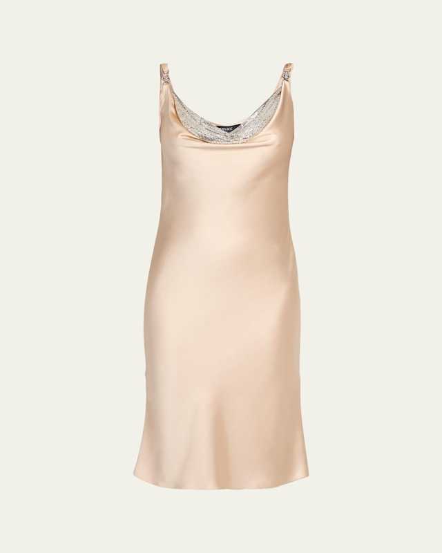 Metal Mesh Satin Cocktail Dress